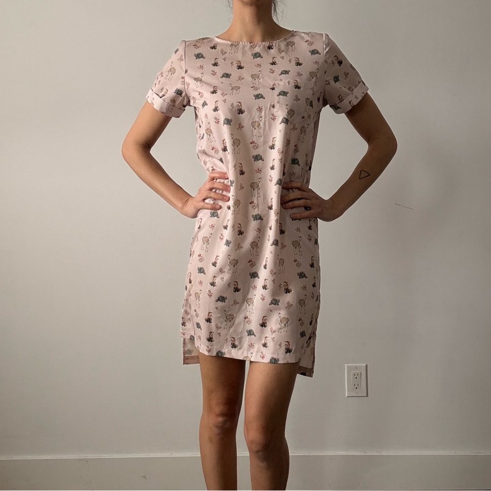 Maison Simons Twik Sweet Pale Pink Woodland Pattern Dress